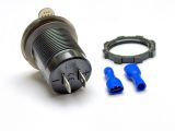 USB розетка A16R автомобильная круглая врезная с вольтметром (12-24В, 2 USB, 3.1A, с крышкой, с красной подсветкой)