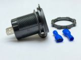USB розетка A16R автомобильная круглая врезная с вольтметром (12-24В, 2 USB, 3.1A, с крышкой, с красной подсветкой)