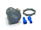 USB розетка A16G автомобильная круглая врезная с вольтметром (12-24В, 2 USB, 3.1A, с крышкой, с зеленой подсветкой)