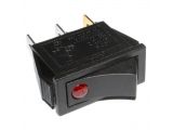 Переключатель клавишный ON-OFF 3 pin прямоугольный черный с красной подсветкой.