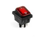 Переключатель клавишный герметичный ON-OFF 4 pin прямоугольный с LED подсветкой. Красный.