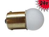 Светодиодная автомобильная лампа P21W BA15S 24V 9 SMD 3014 WHITE матовая линза "R", 1 контакт