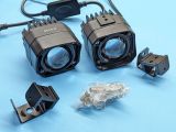 Противотуманные фары Bi LED линзы HP-GZD-353-01 прямоугольные униврсальные, 9-32V 40/60W белый+желтый свет (комплект 2 шт)