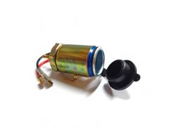 Гніздо прикурювача AG-1018-1 врізне з кришкою (без дроту, з синім підсвічуванням, металеве)