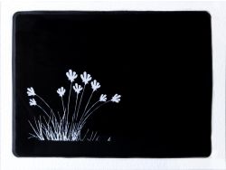 Автомобильный липкий Nano коврик 107х145мм, черный, рисунок монохром "Полевые цветы"}