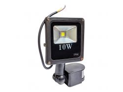 LED прожектор уличный влагозащищенный IP66 черный 10W COB холодный белый с датчиком движения