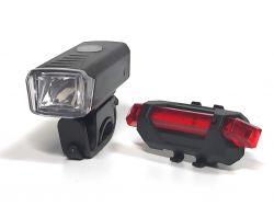 A-XY-025 Набор светодиодных фар для велосипеда: передний белый и задний красный. Аккумулятор 500 mAh