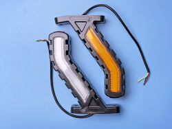 LED габарит заноса прицепа YD-0019 угловой 12-24V 153мм  оранжевый, красный, белый с динамическим режимом (1 шт.)}