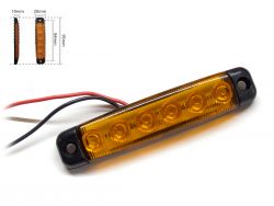 Фонарь габаритный BD-0081A  6 LED  оранжевый 12-24V IP67 (1 шт). Размер: 95*20*10 мм