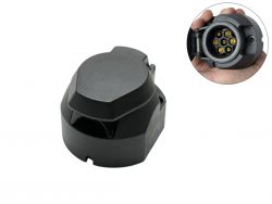 Разъем прицепа гнездо (мама, розетка) 12V 7 pin (латунные штифты) пластиковый влагозащищенный (ISO 1724)}