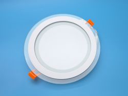 LED светильник врезной потолочный круглый 12W 3000K (теплый свет) со стеклянным декором