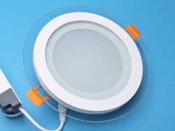 LED светильник врезной потолочный круглый 18W 4100K (нейтралный свет) со стеклянным декором