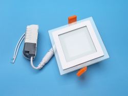 LED світильник врізний квадратний стельовий 6W 4100K (нейтральне світло) зі скляним декором