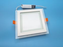 LED светильник врезной потолочный квадратный 12W 3000K (теплый свет) со стеклянным декором