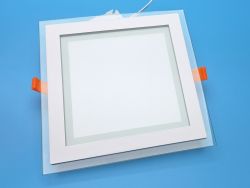 LED светильник врезной потолочный квадратный 18W 3000K (теплый свет) со стеклянным декором