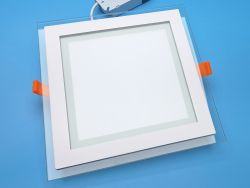 LED светильник врезной потолочный квадратный 18W 4100K (нейтралный свет) со стеклянным декором