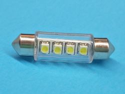 Светодиодная лампа T11 x 41mm SV8,5 4 SMD 3030 12V WHITE в стеклянной колбе