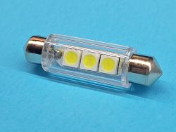 Светодиодная лампа T11 x 41mm SV8,5 3 SMD 5050 12V WHITE в стеклянной колбе