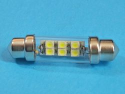 Светодиодная лампа T11 x 41mm SV8,5 6 SMD 3528 12V WHITE в стеклянной колбе