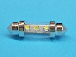 Светодиодная лампа T11 x 36mm SV8,5 3 LED 12V WHITE в стеклянной колбе