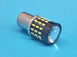 Светодиодная лампа P21W BA15S 54 SMD 3014 12V WHITE с линзой