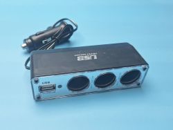 Разветвитель прикуривател WF-0096 500mA на три гнезда + USB 500 mA с проводом