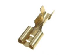Клемма гнездовая мама 6.3 мм, неизолированная, под провод 1.5-2.5 кв.мм. Толщина металла 0.35 мм. (латунь)