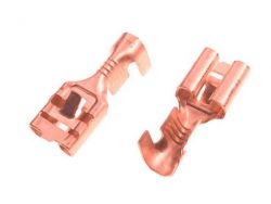 Клемма гнездовая мама 6.3 мм, неизолированная, под провод 1.5-2.5 кв.мм. Толщина металла 0.35 мм. (медь)