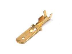 Клемма штекер, стандартная папа 6.3 мм, неизолированная, под провод 1.5-2.5 кв.мм. Толщина металла 0.4 мм. (латунь)