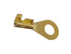 Клемма кольцевая, неизолированная, под провод 0.5-1.5 кв.мм. Диаметр кольца 4 мм. Толщина металла 0.4 мм. (латунь)