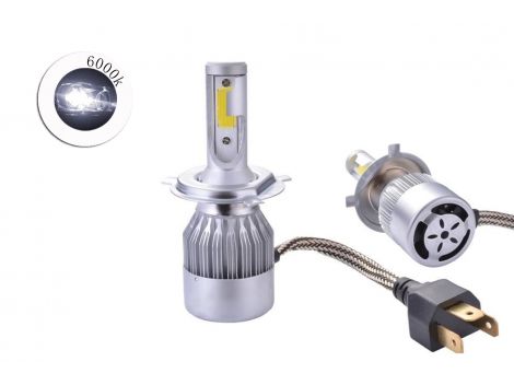 Комплект LED ламп C6 H4 6000K 12V радиатор с вентилятором (chip COB)