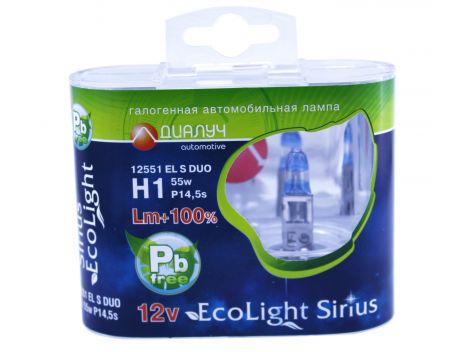 Галогеновая автомобильная лампа Диалуч H1 12V 55W P14,5S  EL S +100% 3800K