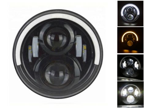 Світлодіодна фара кругла JR-2 / 3-60W 7 дюймів 4 світлодіода CREE ближнє/дальнє світло + "ангельські очки"