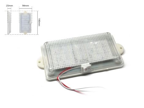 LED плафон салона универсальный SND-0015 24V 60 SMD 2835 WHITE с выключателем. 190х94х25 мм
