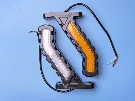 LED габарит заноса прицепа YD-0019 угловой 12-24V 153мм  оранжевый, красный, белый с динамическим режимом (1 шт.)