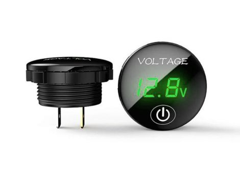 Вольтметр A4011G автомобильный цифровой врезной с сенсорной кнопкой 5-48V зеленый