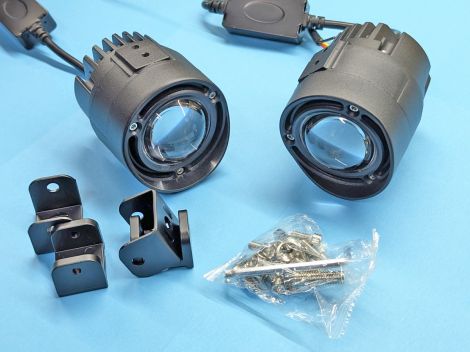 Противотуманные фары Bi LED  линзы HP-GZD-352-01 круглые униврсальные, 9-32V 40/60W белый+желтый свет (комплект 2 шт)