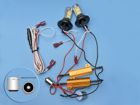 Светодиодные лампы 2в1 DRL+Поворот 1156 BAU15S P21W 12V CANBUS 42 LED SMD 2835 — ДХО + Поворотник, комплект 2 шт