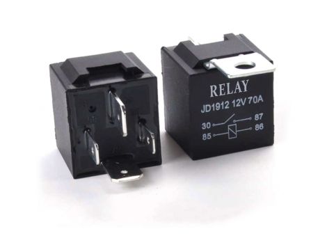 Реле электромагнитное 70A 12V 4 контакта с кронштейном, медная обмотка, контакты 2 pin 6.3мм + 2 pin 9.5мм
